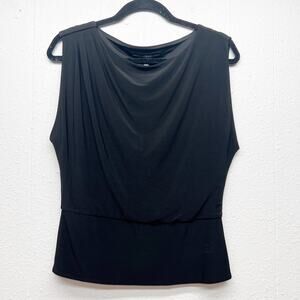 White House Black Market Cowl Neck Black Top Womens Small Office Career Business